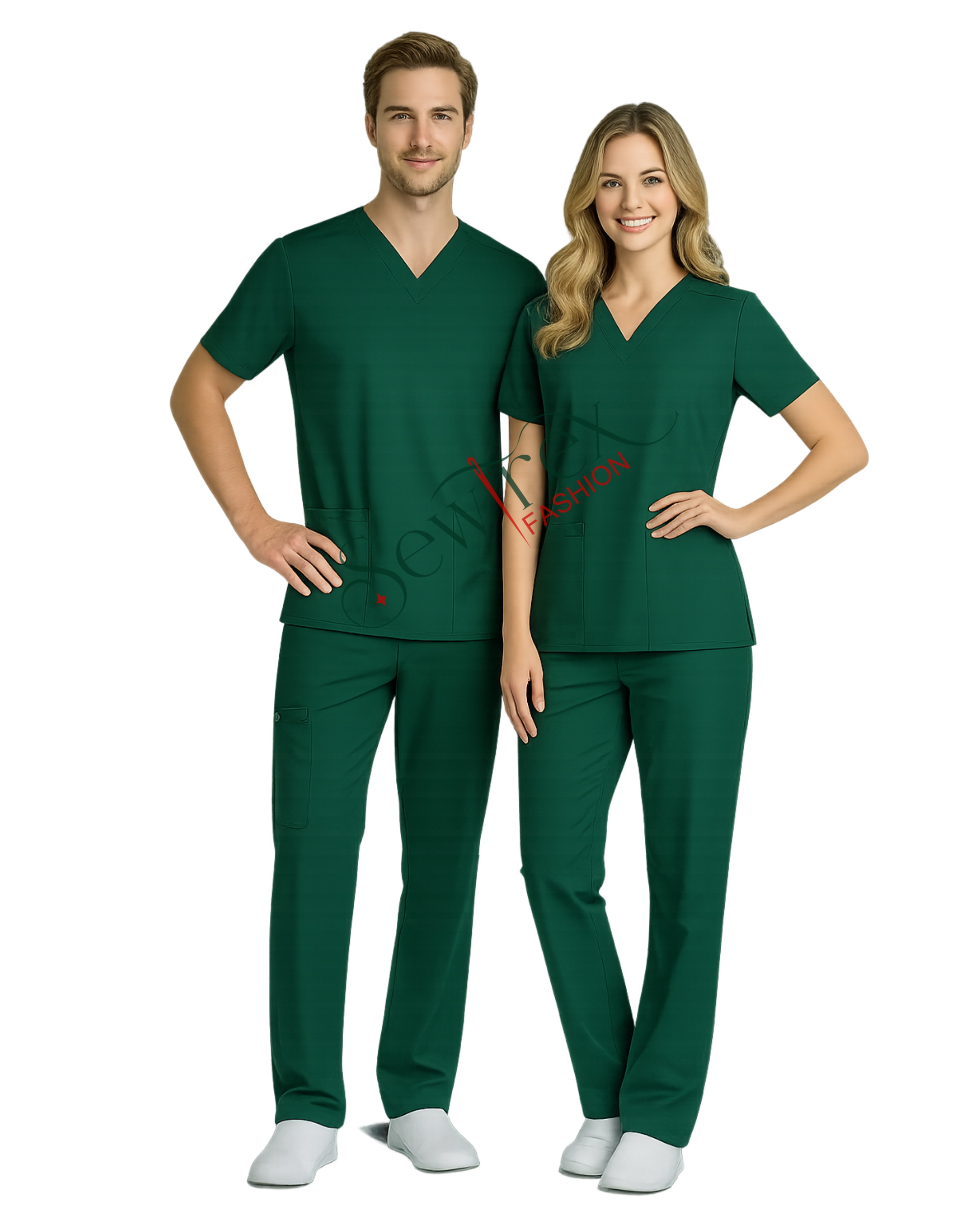 Scrub Suits Classic | V Neck | Without Piping ( DARK GREEN )