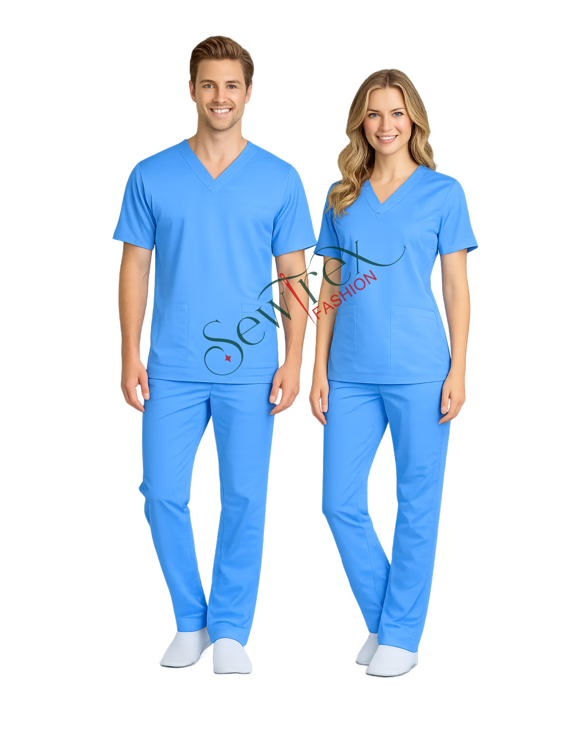 Scrub Suits Classic | V Neck | Without Piping ( SKY BLUE )