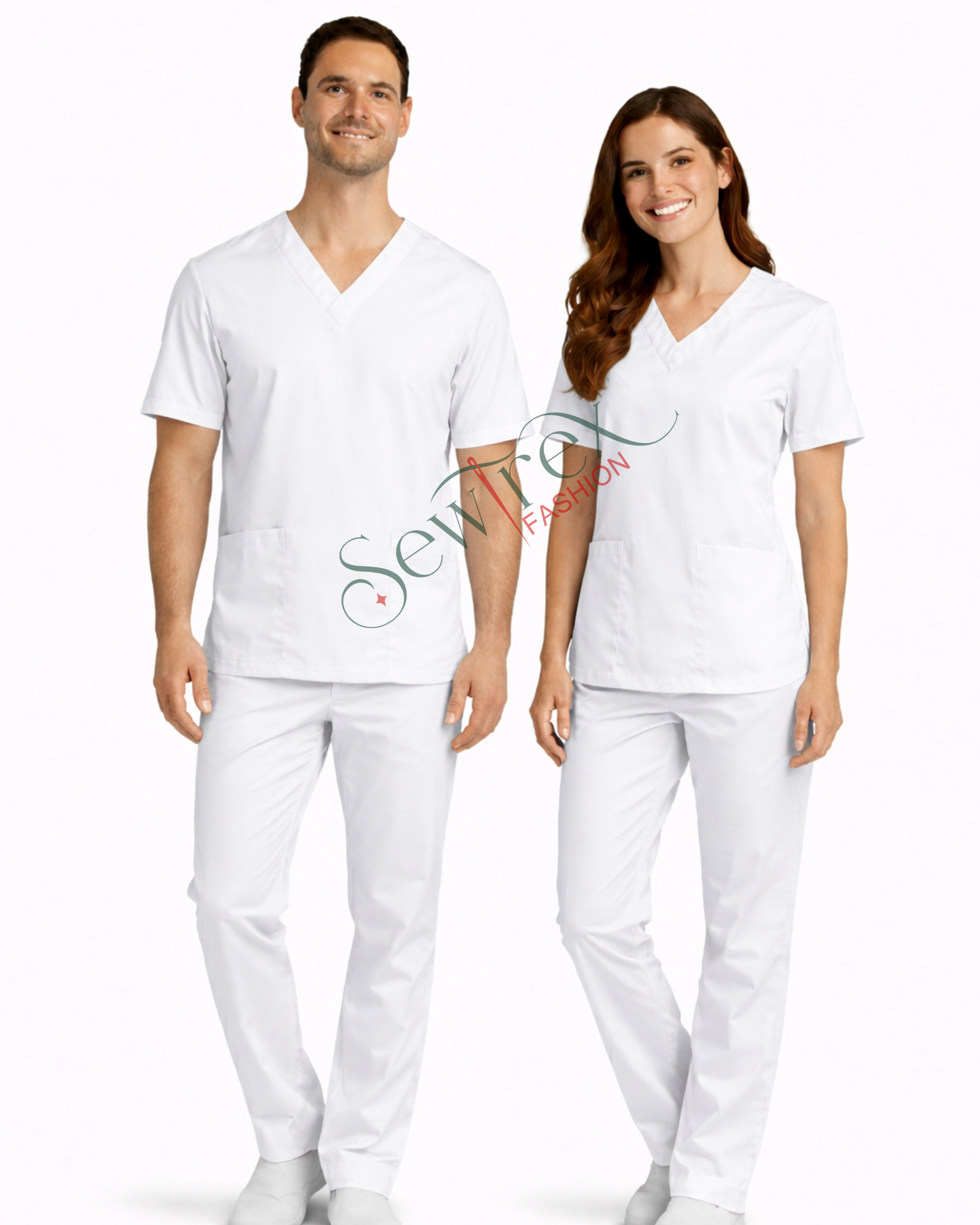 Scrub Suits Classic | V Neck | Without Piping ( WHITE )
