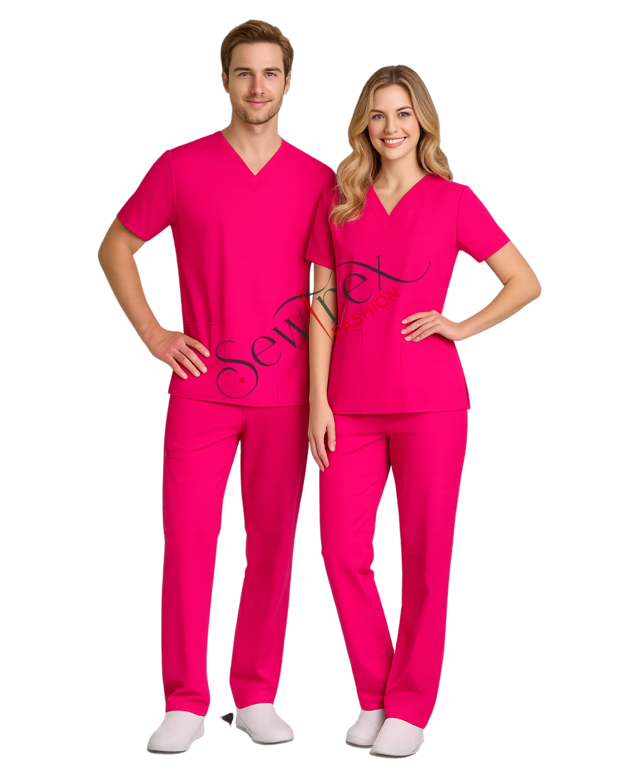 Scrub Suits Classic | V Neck | Without Piping ( DEEP PINK )
