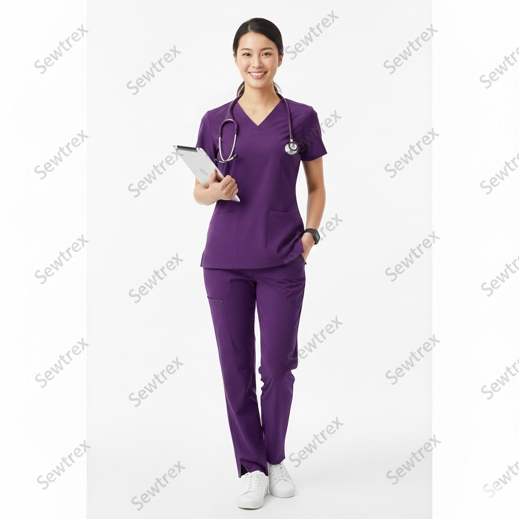 Scrub Suits Classic | V Neck | Without Piping ( PURPLE )