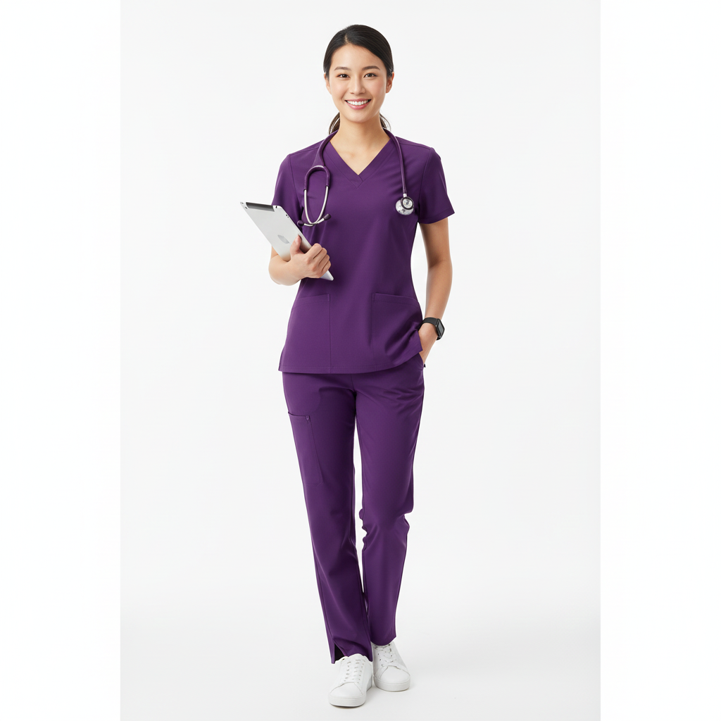 Scrub Suits Classic | V Neck | Without Piping (PURPLE )