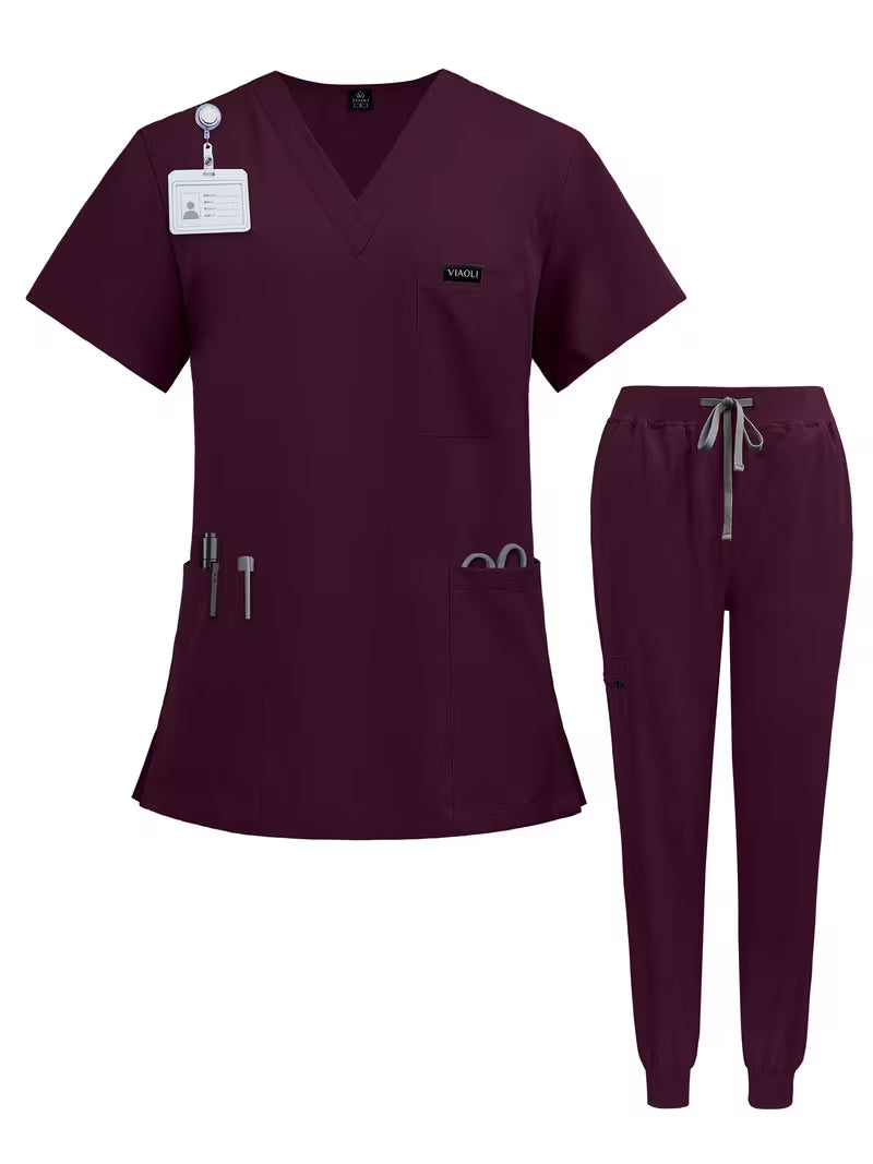 Scrub Suit Two-piece set | V-neck Men's and Women's nurse uniform set,